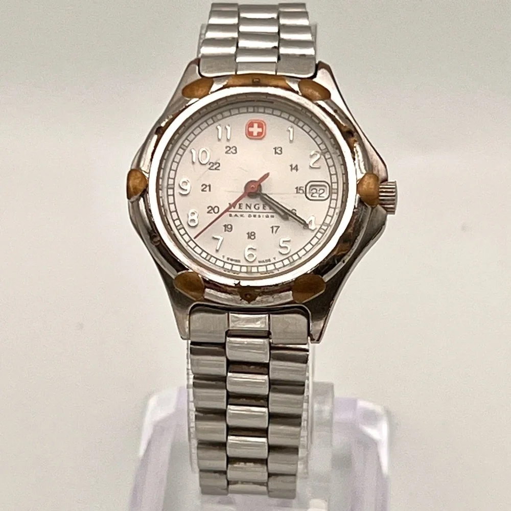 Vintage Wenger 90s Ladies Diver Swiss Military Round  Watch Working